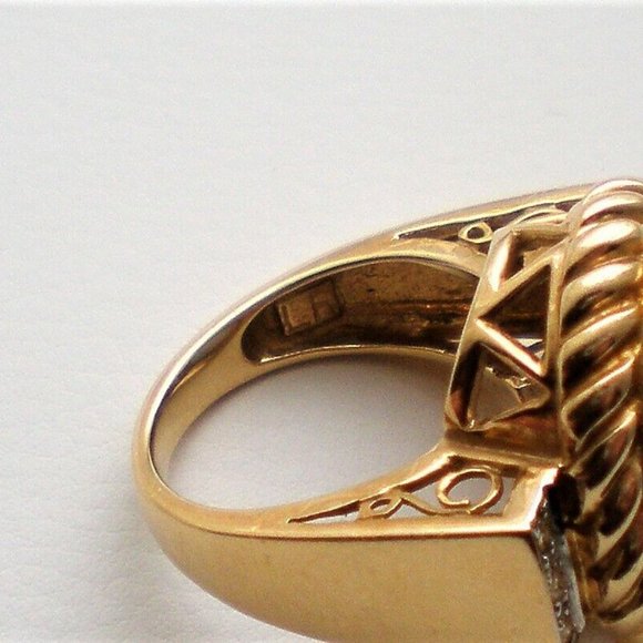 Designer Laura Ramsey 14K Yellow Gold Blue Chalcedony Diamond Cocktail Ring 12 g - Picture 11 of 12